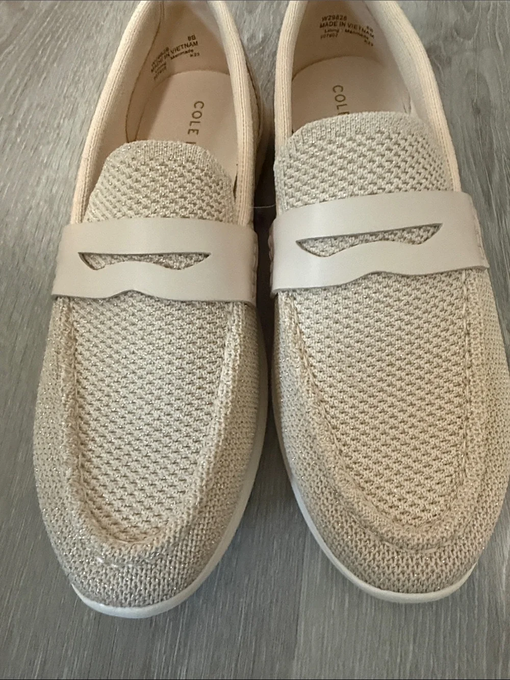 Cole Haan‎ Women's Beige Knit Slip-On Loafers